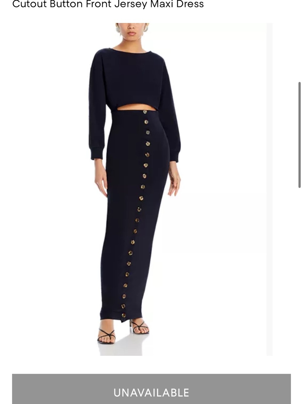 Black Long Sleeve Cutout Maxi Dress with Button-Front Detail